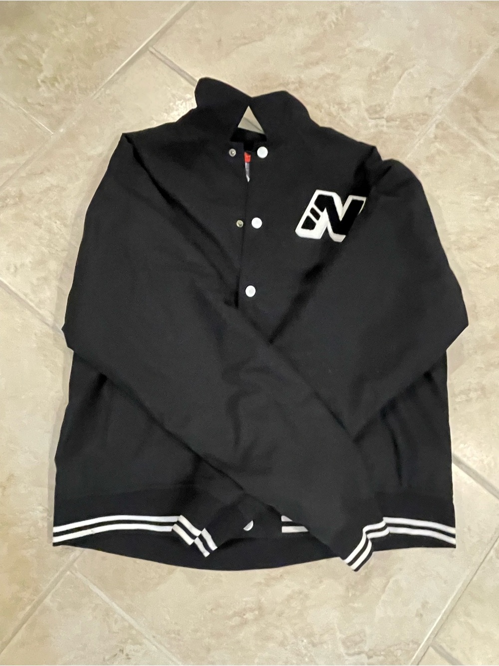 New Balance Black Bomber Jacket with White Trim